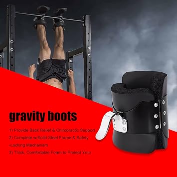 Gravity Inversion Boots, Solid Steel Frame Fitness Inversion Equipment Strength Training Hanging Upside Down Gravity Boots for Core Gym Fitness Exerciser