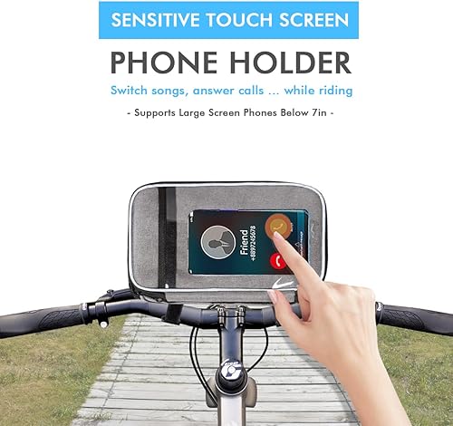 Miniatura 3 de Bolso para manubrio de bicicleta, con bolsillo de malla, aislamiento frío y caliente, correa reflectante, bolsa transparente táctil para teléfono,