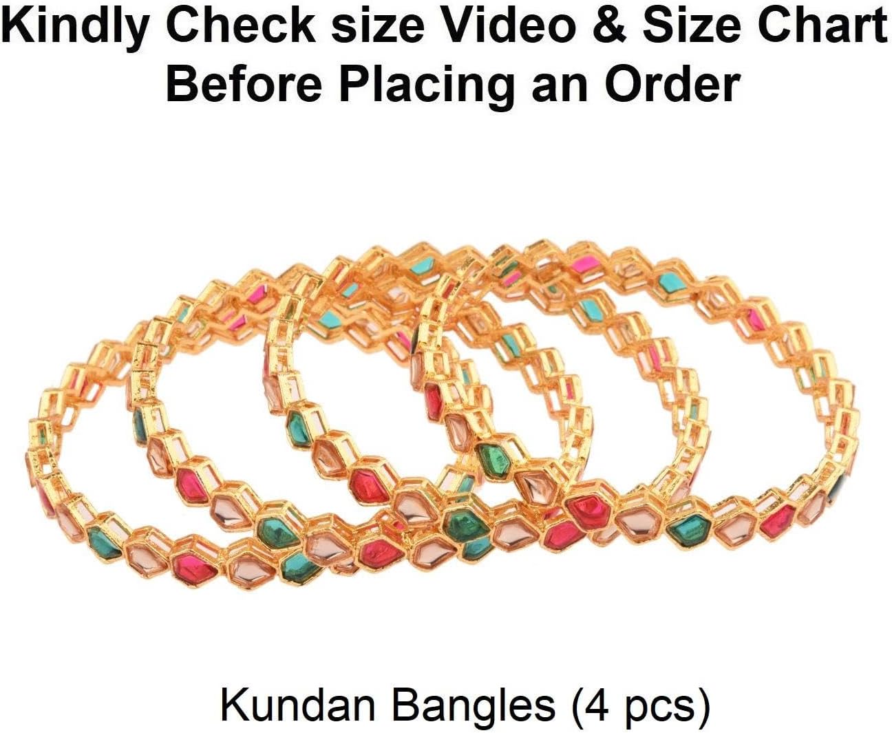 Efulgenz Indian Bangle Set for Women Bangle Set Indian Faux Kundan Glass Crystal Stone Bangles Bracelet Indian Bridal Jewelry for Wedding Statement Bollywood Fashion Jewelry - Image 5