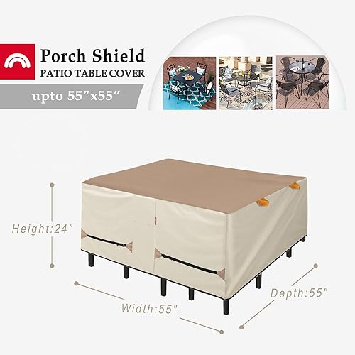 Miniatura 44 de Porch Shield Funda rectangular para mesa de patio, impermeable, para mesa de comedor y sillas de exterior, 108 x 70 pulgadas, color negro