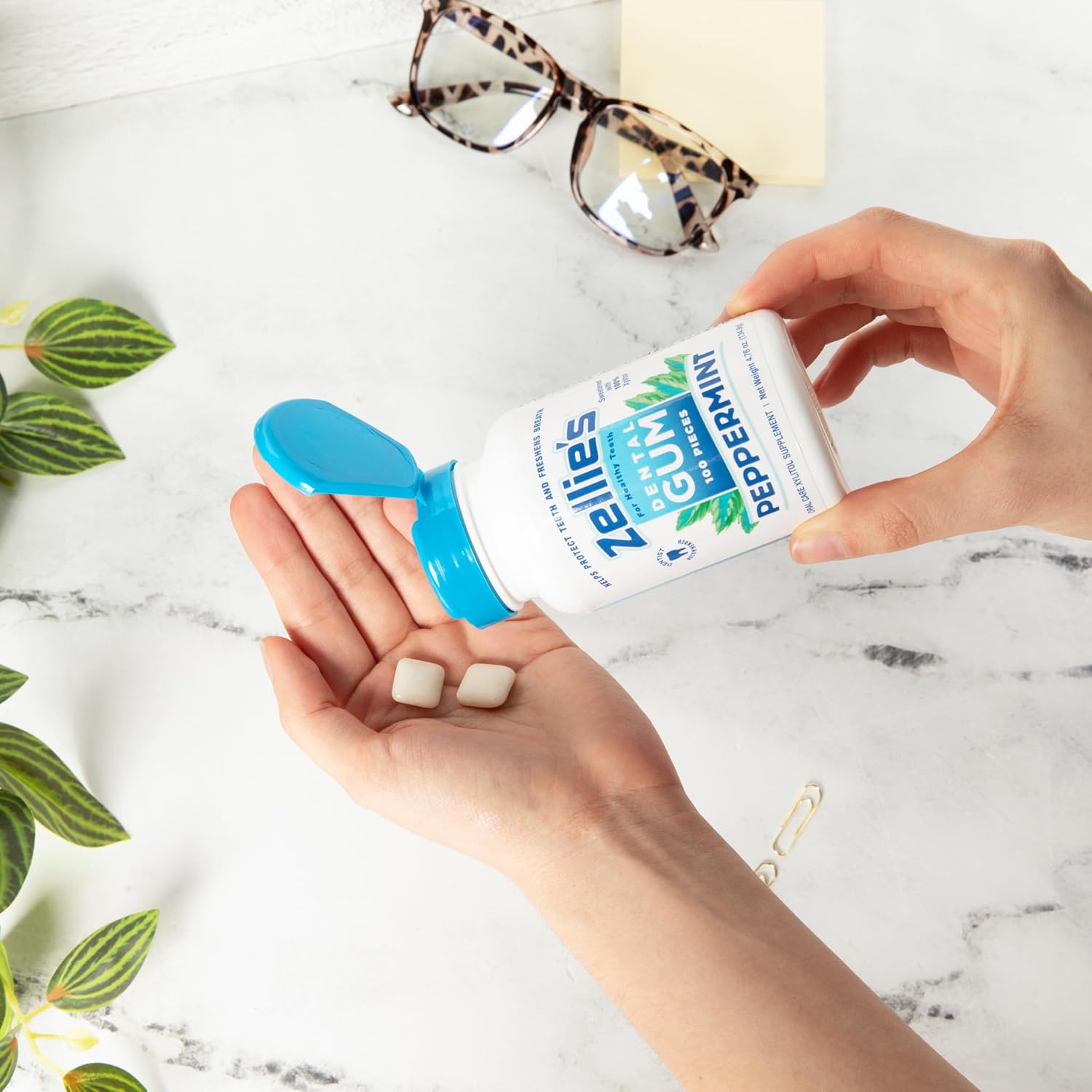 Zellie's | 100% Xylitol Mint and Gum Combo Pack | No Aspartame, Gluten Free, Vegan & Kosher | Includes (1) Cool Mint Breath Mints 250 Count & (1) Peppermint Gum 100 Count (2-Pack)