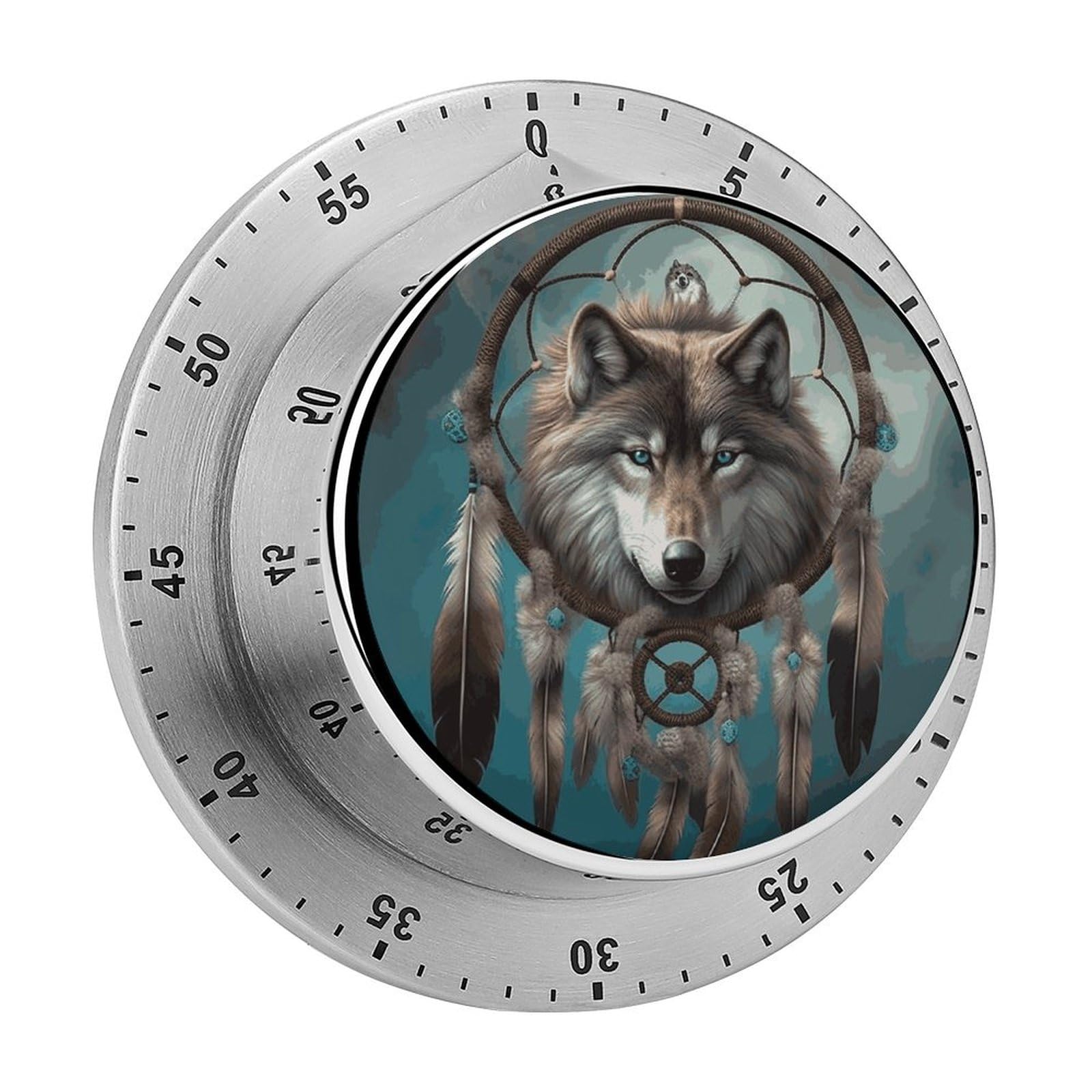 3D Wolf Dream Catcher Manual Countdown Timer with Magnetic Base Visual Mechanical Timer for Classroom Home Study and Cooking