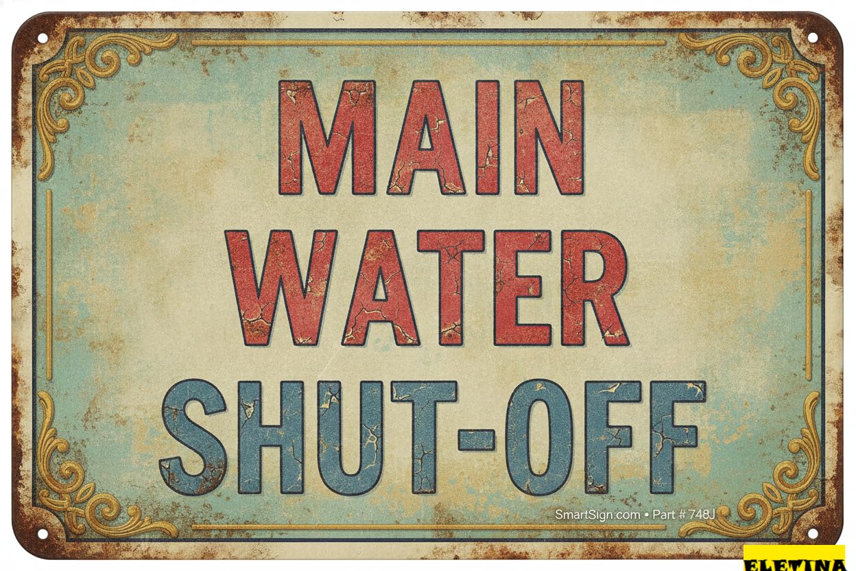 Personalized Sign for Man Cave Metal S Road Main Water Shut-off Notice 8x12 Outdoor Decor Caution S Private Property Decorative