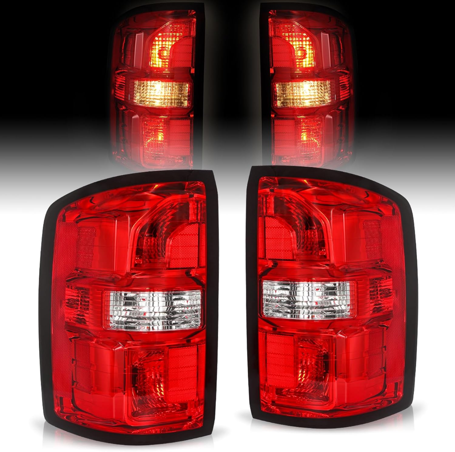 Tail Light For 2014-2018 GMC Sierra 1500 15-19 2500HD 3500HD Halogen Outer Rear Taillight Assembly Replacement Brake Tail Lamp Pair Set