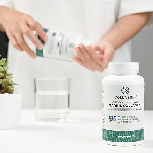 Miniatura 6 de Collazing - Péptidos de proteína de colágeno marino capturado en la naturaleza de Alaska, con ácido hialurónico y vitamina C, para piel radiante,