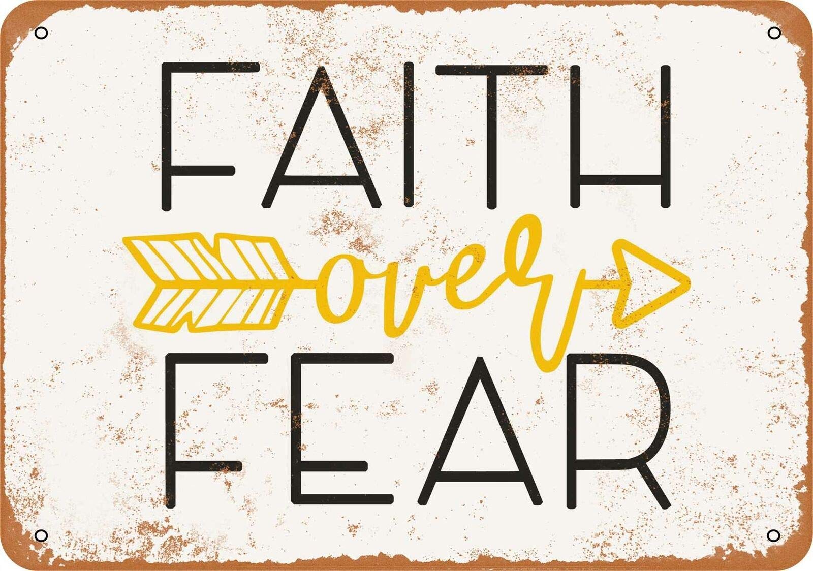 Kueprae A43 Vintage Metal Sign - Faith Over Fear Wall Decor 8X12 Inch