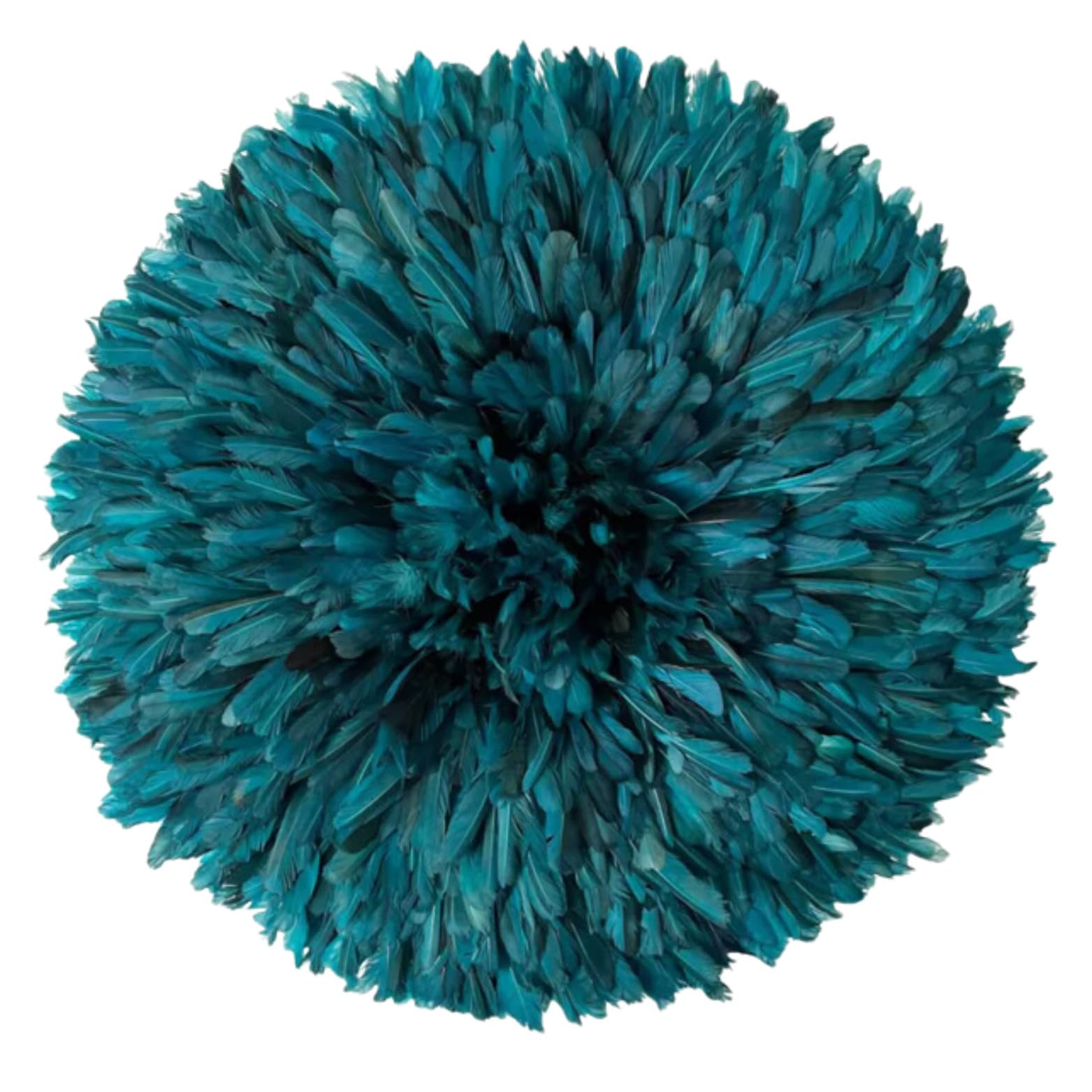 Jujuhat plumes bleu paon 100 cm : l'authenticité d'un objet d'art africain chargé d'histoire