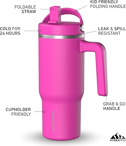 Miniatura 4 de Hydrapeak Kids Voyager - Vaso de 18 onzas con asa y tapa abatible con popote, a prueba de derrames y resistente a fugas, botella de agua