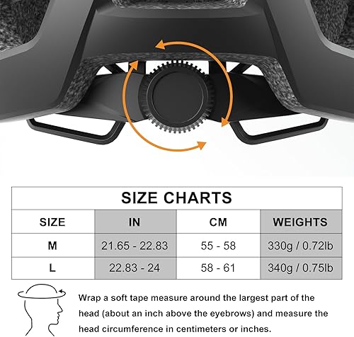 Miniatura 7 de Casco de bicicleta, cascos para adultos y hombres, luces LED delanteras y traseras con certificado seguro, casco de bicicleta de carretera MTB con