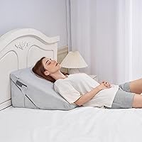Vista 8 de VEVOR Almohada de cuña de cama para dormir, cuña ortopédica ajustable, relleno de espuma de alta densidad 25D y funda suave lavable, almohada