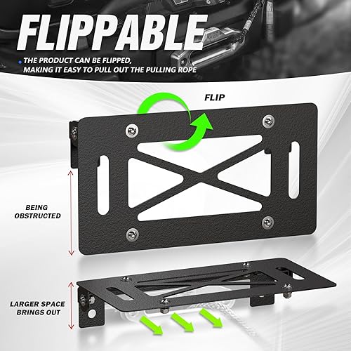 Miniatura 3 de Marco universal de matrícula de montaje de cabrestante abatible compatible con Hawse Fairlead de 10 pulgadas, reubicación del soporte de matrícula