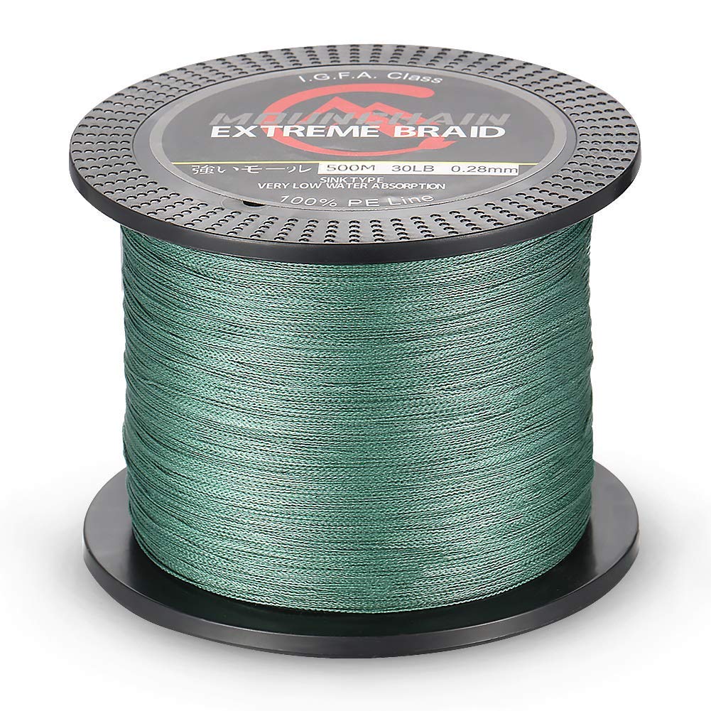 Mounchain Geflochtene Angelschnur 4 Braid 1000M (Dunkelgrün, 0,23mm-20lb)
