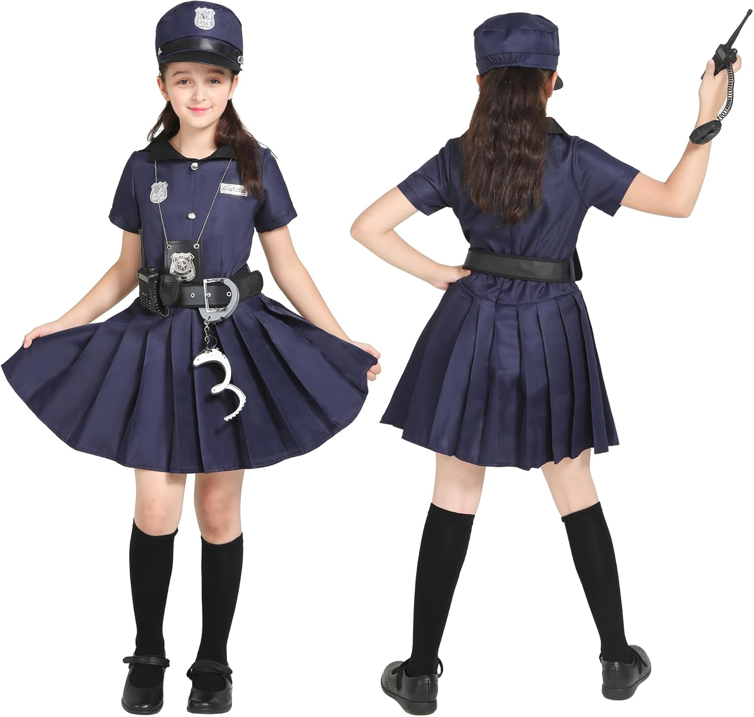 Lingway Toys Kids Police Costume For Girls,Girls Police Officer Costume Set,Kids Halloween Costume Dress Up 3-14years - Image 3