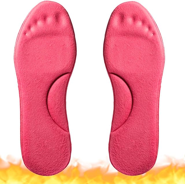 Goofort Self-Heating Insoles Thermal Heated Inner Insole Feet Warmer Latex Memory Foam Shoe Inserts Replacement for Trainers,Boots Walking,Sports,Valentines Gift Rose Red Women and Men