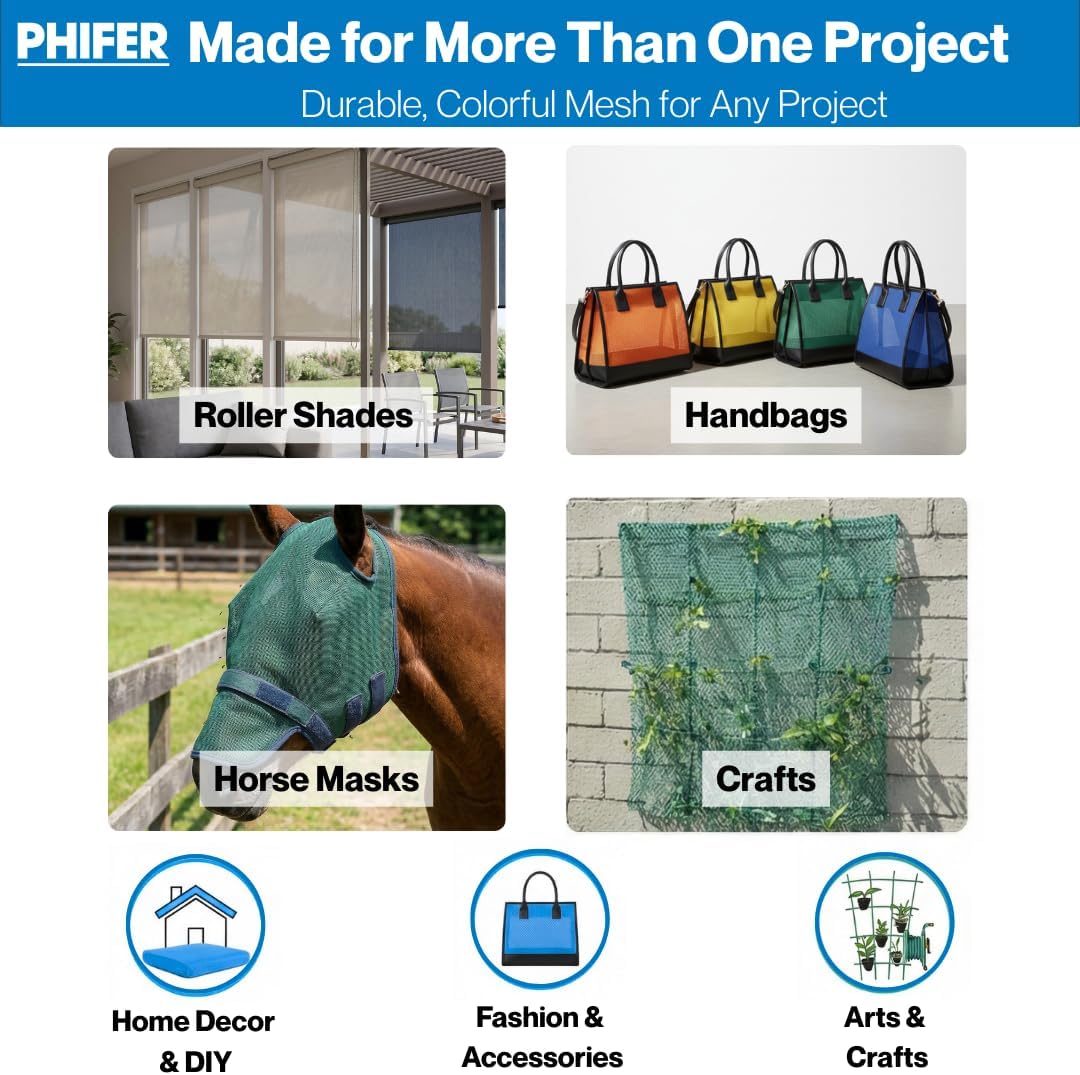 Phifertex Vinyl Mesh Roll - Vinyl Fabric by the Yard for Outdoor, Arts & Crafts, DIY Projects Use - Weather-Resistant Mesh Material - Black, 5 Yards x 54 Inches