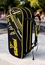WILD MODA Passion Pro Premium 3-Compartment Badminton & Tennis Racquet Bag – Lightweight, Durable, and Padded Unisex Design for Men, Women, Youth & Players of All Levels (Black & Yellow) gallery image