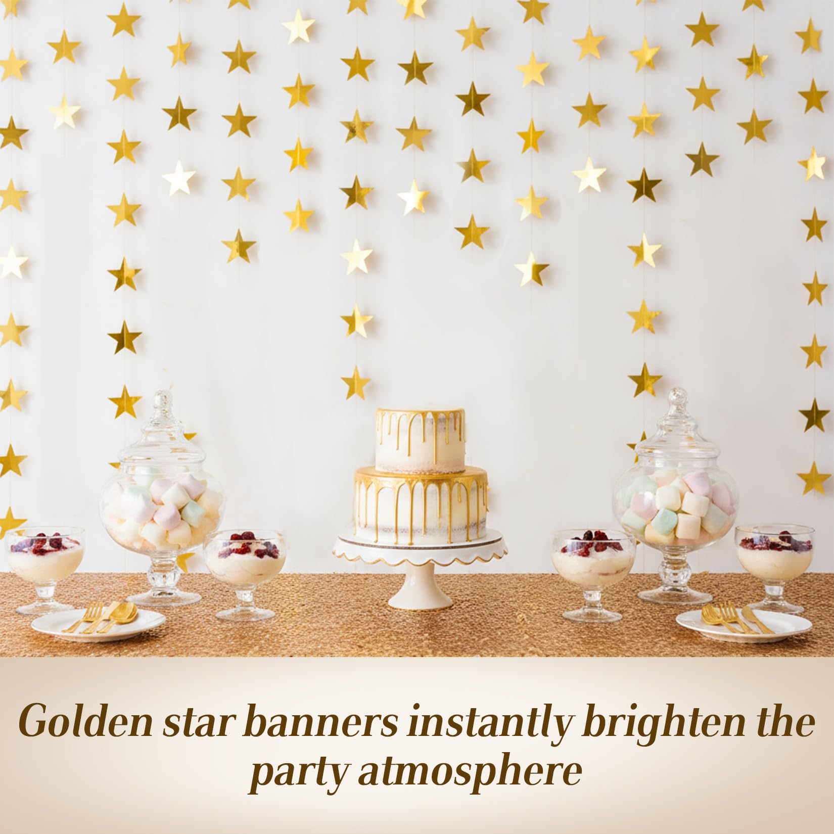 Gold Star Garland - 104 Ft Sparkle Decor -5