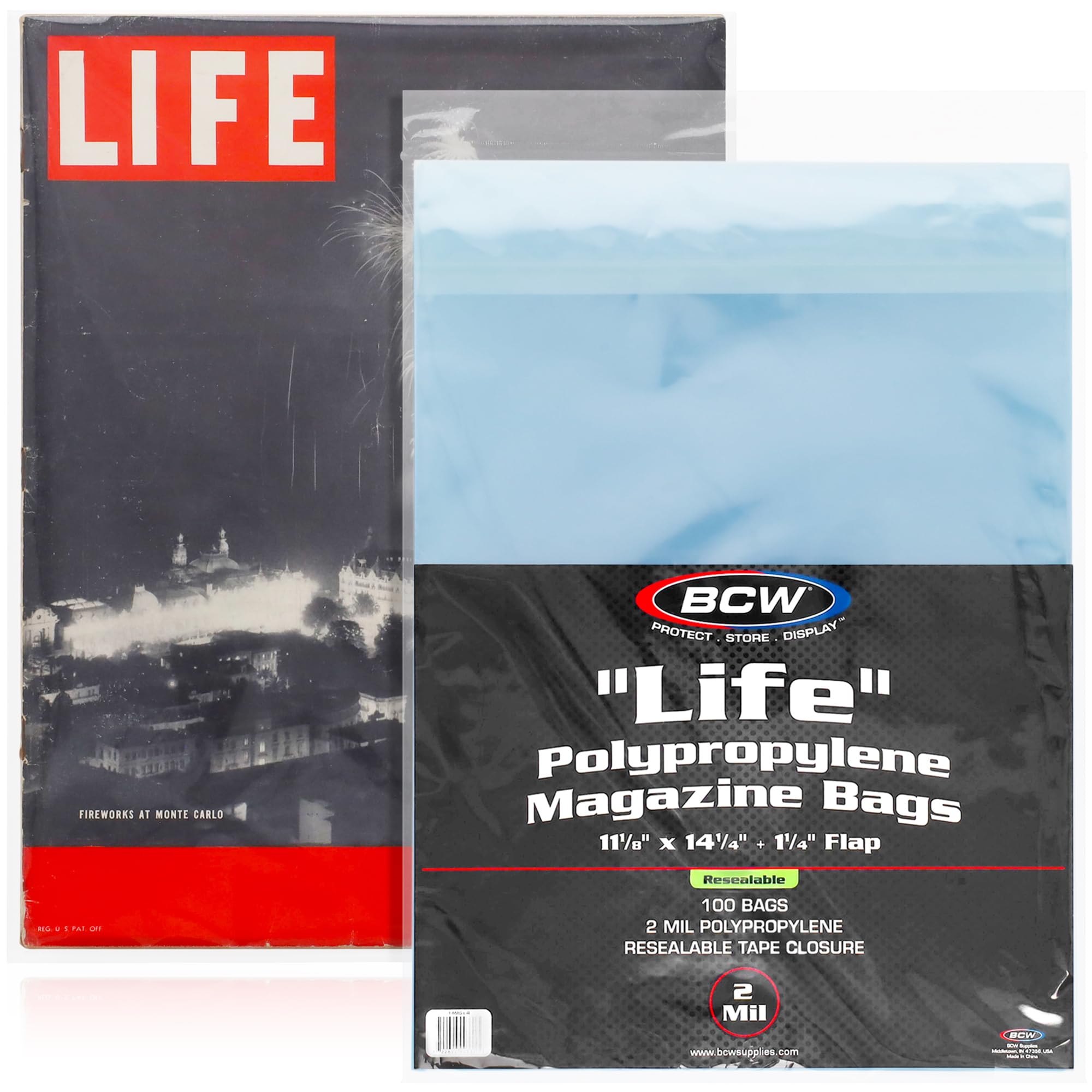 Sac à magazines Life BCW refermable pochette plastique transparente de rangement lot de 200