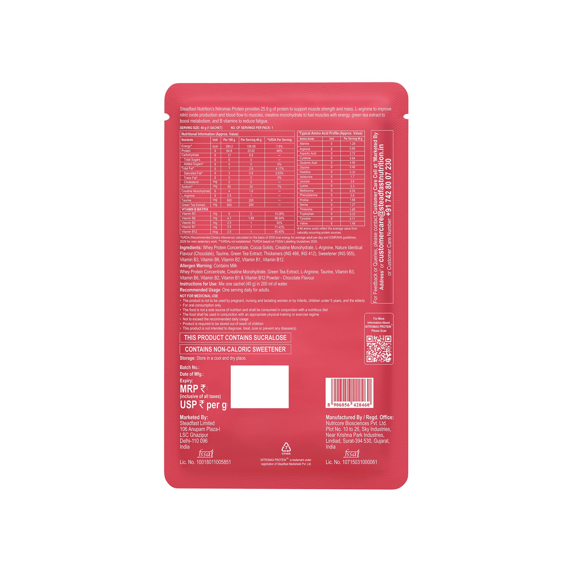 Steadfast Nutrition NITROMAX Whey PROTEIN + Creatine, (1.2kg) Choc, 30 Serv — Amazon image 7