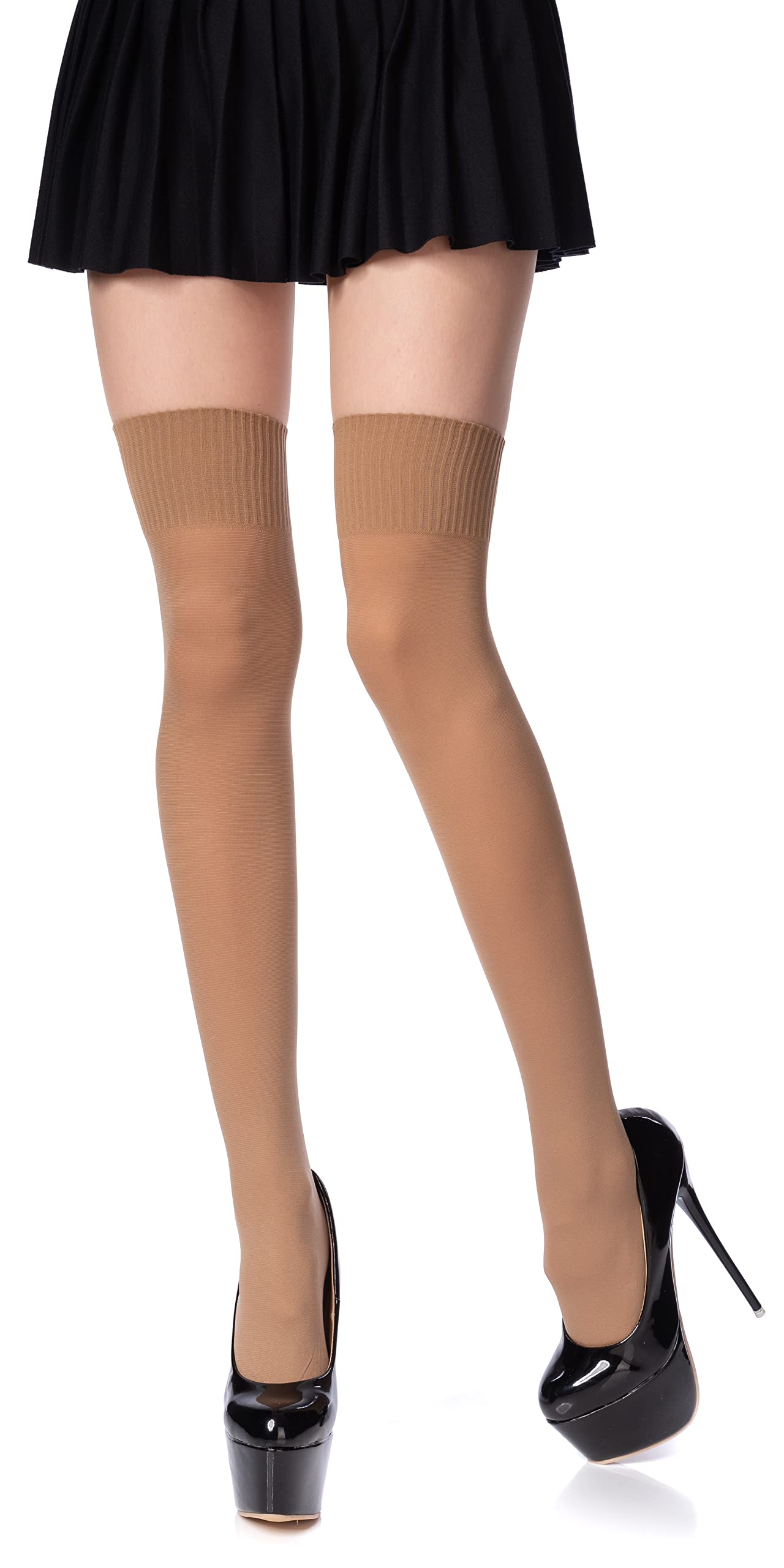Romartex Women Girl Thigh High Socks Overknee Over the Knee High Socks Stockings, Latte Caffe