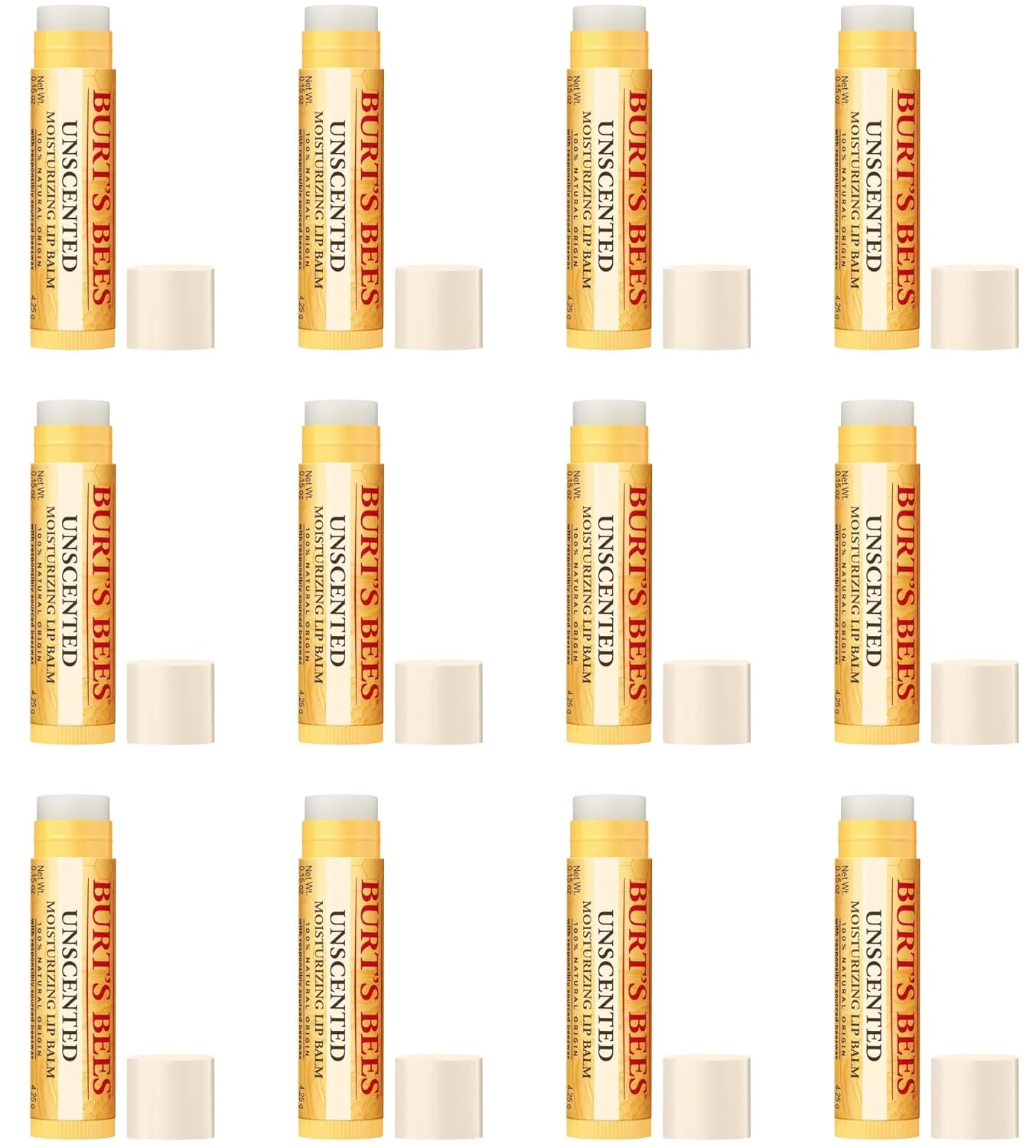 Burt's Bees Unscented Lip Balm .15oz - 12 Count Value Pack