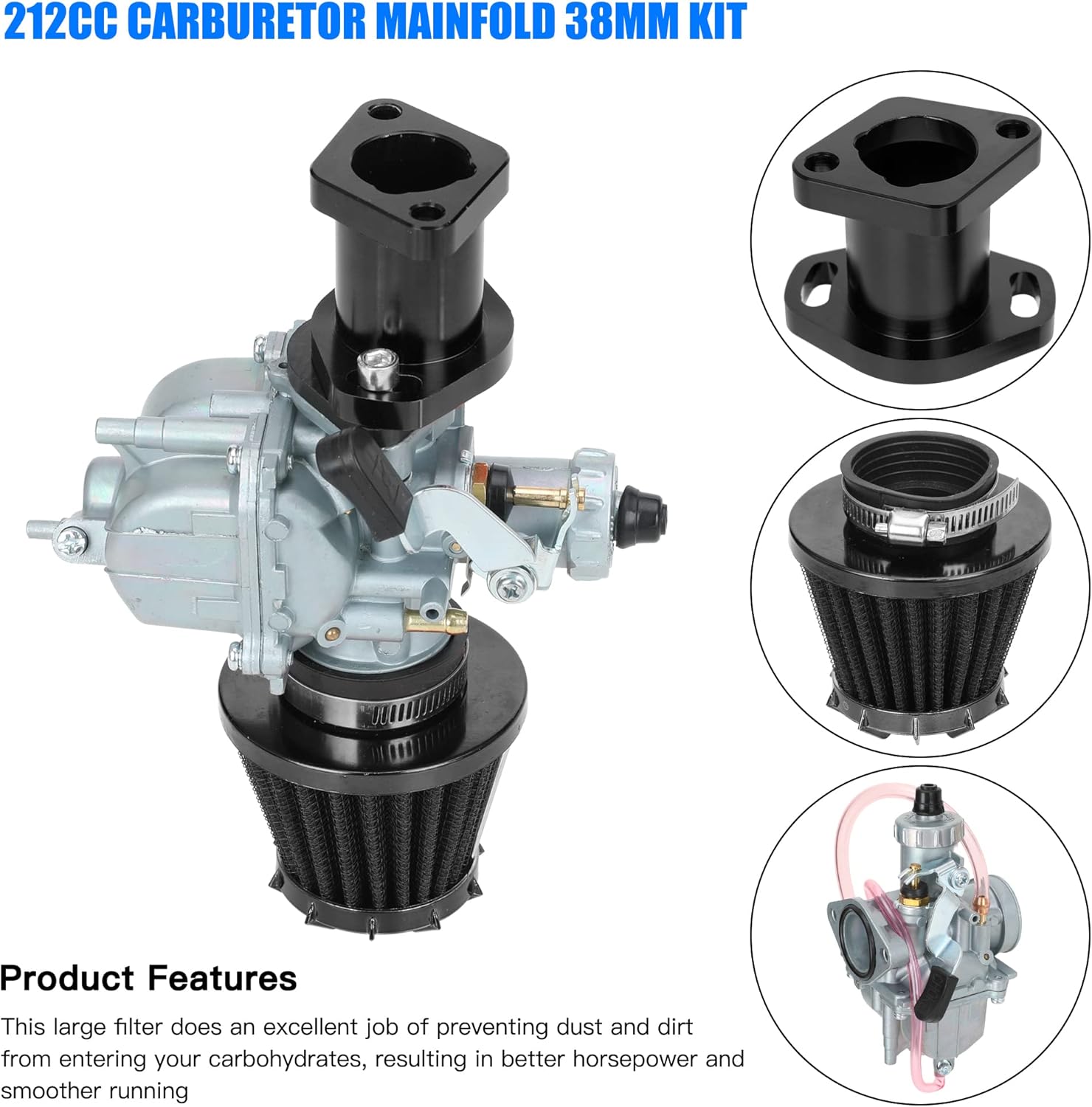 YOXUFA VM22 26mm Carb 212cc Carburetor Kit Replacement for Predator 212cc 224cc 196cc Engine Coleman CT200U CT200U-EX BT200X KT196 Baja Warrior MB200 Axis M200 200cc 6.5hp Mini Bike Go Kart Parts