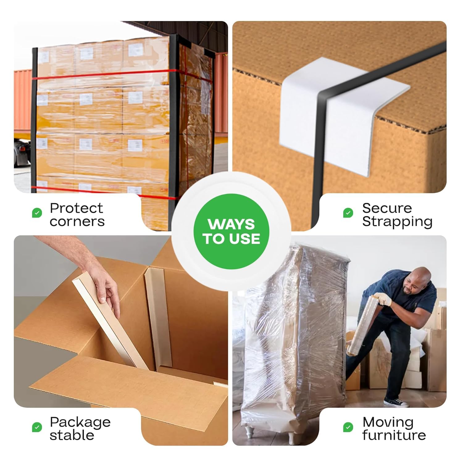 IDL Packaging 2” x 2” x 48” Cardboard Edge Protector (Pack of 12) - Corner Protectors for Shipping, Storage, & Moving – Reinforced Corner Guard Protection for Pallets, Wall Corners, & Furniture