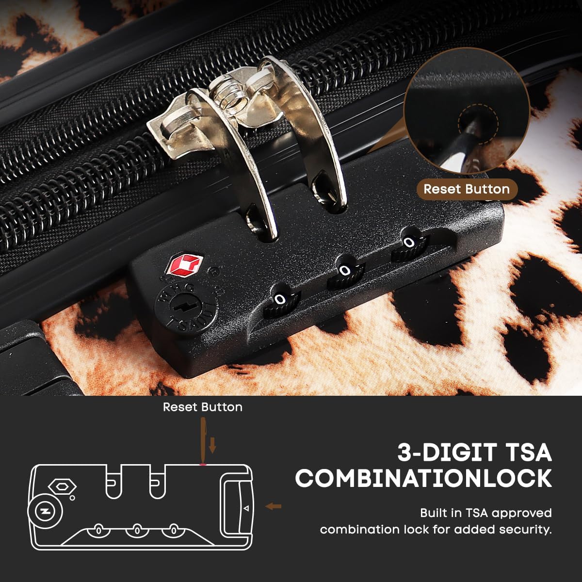 20" Hardside Carry-On Luggage-Luggage with Spinner Wheels-Luggage w/TSA LOCK-Carry On 20 Inch,20''-Leopard