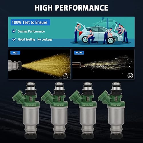 Miniatura 7 de 23250-74100 Juego de 4 inyectores de combustible compatibles 1992-2000 para Toyota Camry 1999-2000 para Toyota Solara 1992-1999 para Toyota Celica