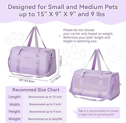 Miniatura 66 de Petsfit Transportador para perros pequeños, ligero, portátil, suave, para gatos grandes y medianos, malla transpirable de 5 lados, a prueba de fugas