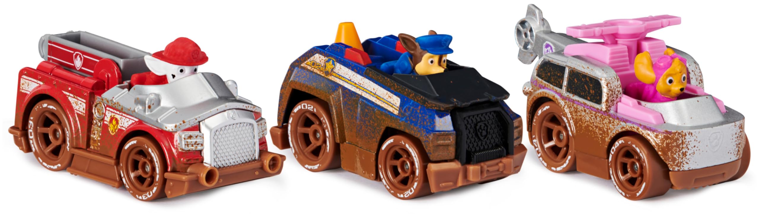 PAW Patrol Rettungsflitzer 3er Set - Marshall, Chase & Skye Mit Spielzeugautos Für Kinder Ab 3 Jahren