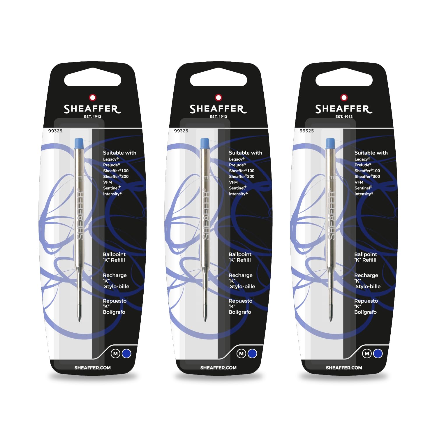 Sheaffer Refill K Style Blue Medium BP Pack of 3