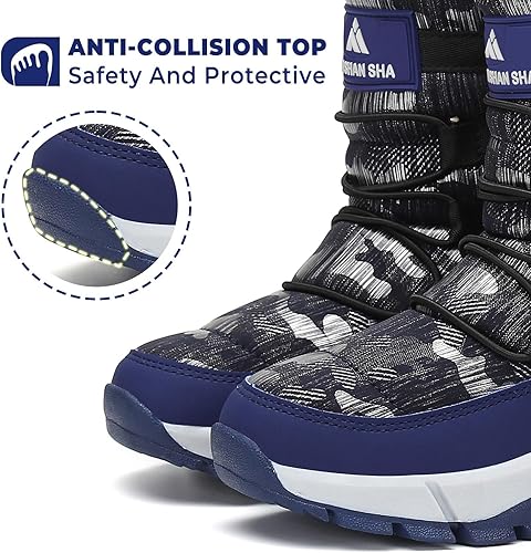 Miniatura 5 de Mishansha - Botas de nieve para niñas, niños niños pequeños niños grandes invierno, cálidas, impermeables, antideslizantes, anti colisión, corte