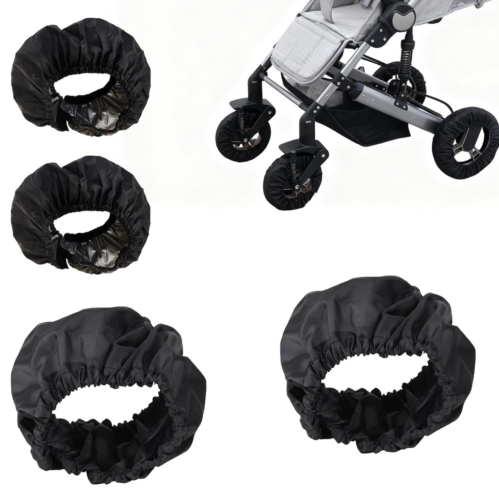 4PCS Stroller Wheel Covers, Baby Pram Protectors, Waterproof and Dustproof Wheel Chair Covers, Durable Protective Cover, 2 Sizes