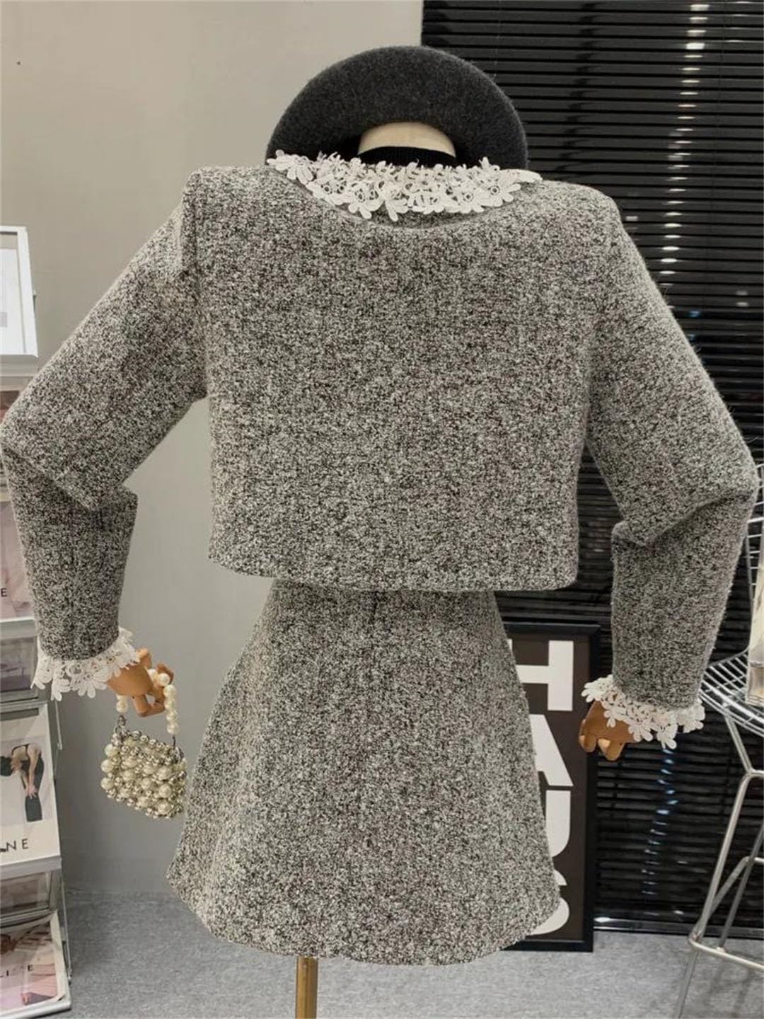 Women Two Piece Set Jacket Skirt Casual Everyday Outfit