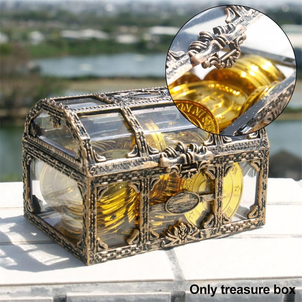 Jewelry Organizer Keepsake Vintage Holder Pirate Trinket Kids Treasure Chest Storage Box Decorative Gem (Color : Clear, Size : One Size) (Clear One Size) (Clear One Size)