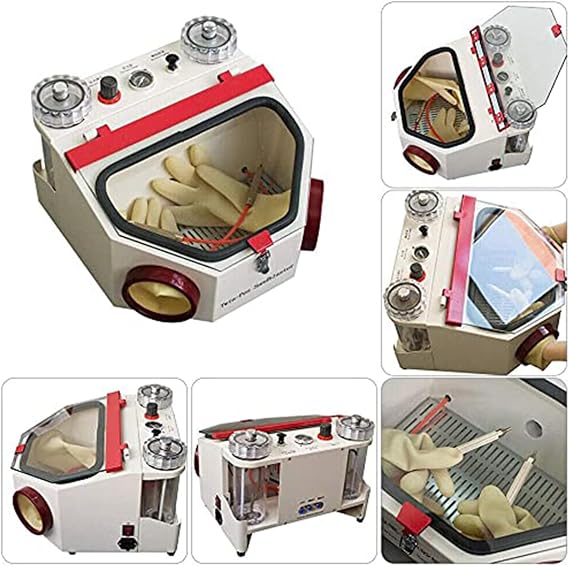 Professional Sandblaster Machine with Dual Pens, Large Viewing Window, LED Lights, Efficient & Durables Sandblasting Equipment for Optimal Performance