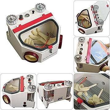 Professional Sandblaster Machine with Dual Pens, Large Viewing Window, LED Lights, Efficient & Durables Sandblasting Equipment for Optimal Performance