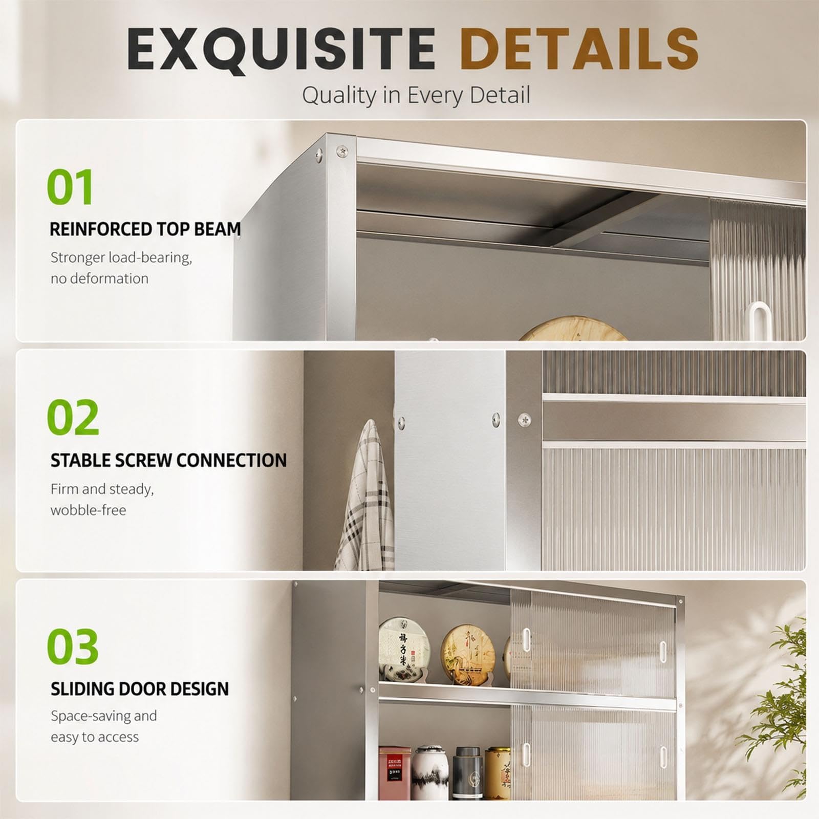 Pensili Cucina In Acciaio Inox Con Porte Scorrevoli In Acrilico