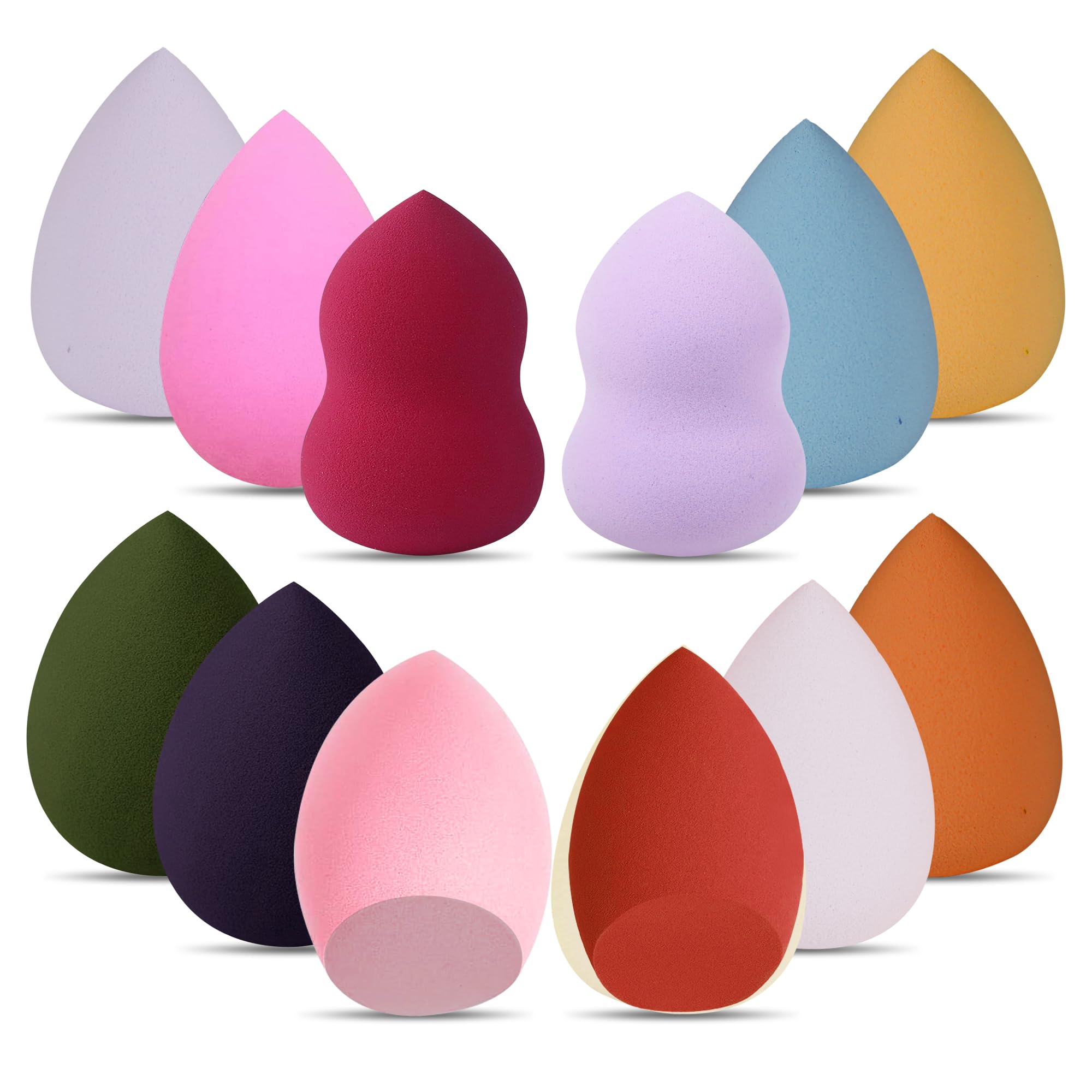 G4GADGET 12 PCS Multi-Coloured Makeup Sponges Set, Non-Latex for Flawless Foundation Application, Versatile Makeup Sponge for Wet & Dry Use with Soft, High-Density Texture