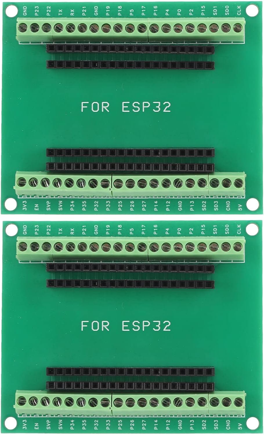 2 шт. плата розширення ESP32, 38-контактний GPIO 2 в 1, плата розширення з подвійним підключенням, двоядерний WiFi, Bluetooth, низ