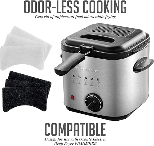 Miniatura 7 de OVENTE Freidora eléctrica con canasta, tapa, temperatura ajustable, asas frías, más filtro de repuesto de vapor de carbón y aceite para el modelo