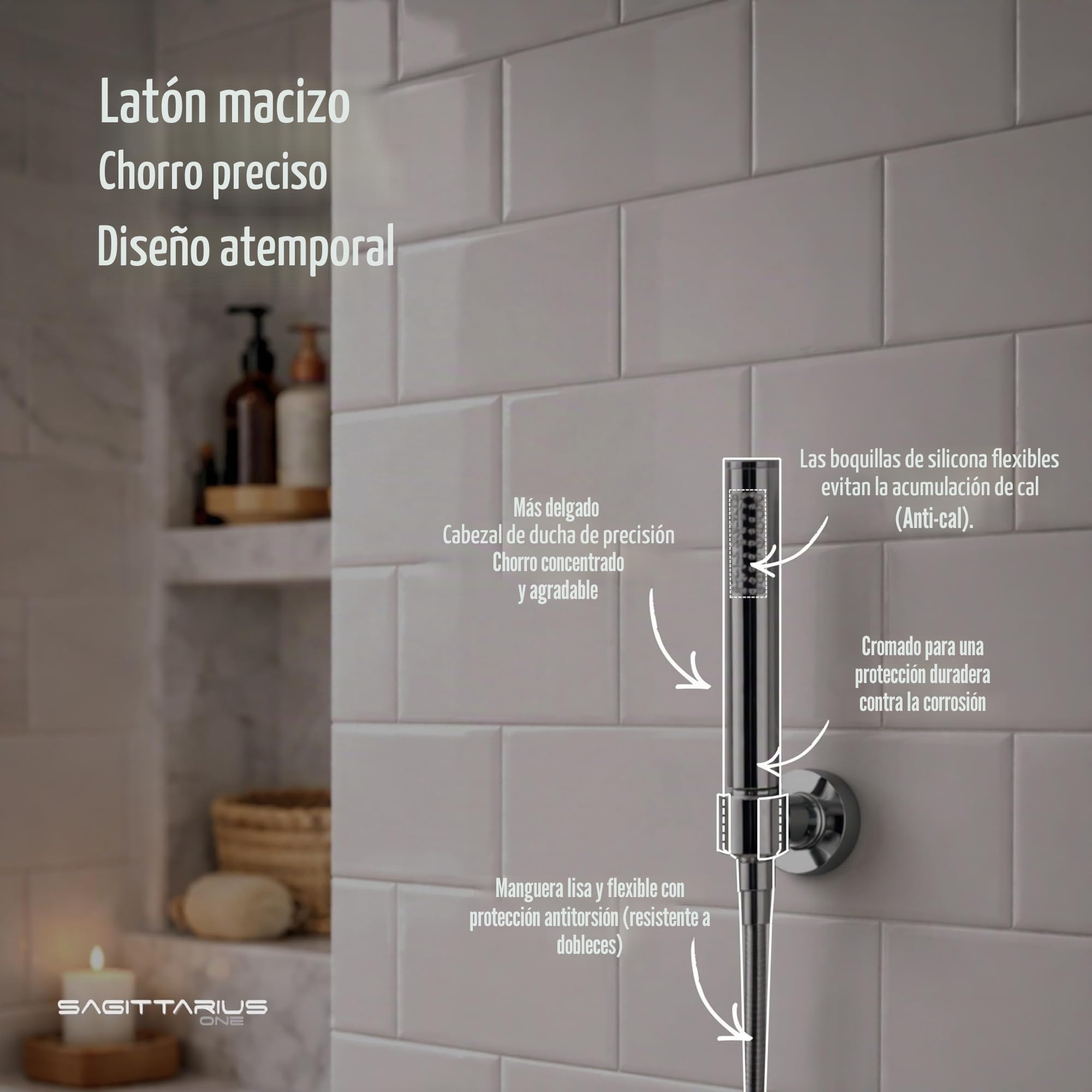 25S1 Alcachofa Ducha con Manguera Ducha Universal | Telefono Ducha Latón Cromado con Flexo Ducha 1.5M PVC | Cabezal Ducha | Alcachofa Ducha Alta Presión | Mango Ducha | Teléfono De Ducha Universal, Cabezal De Alta Presión, Mango Y Flexo De Pvc