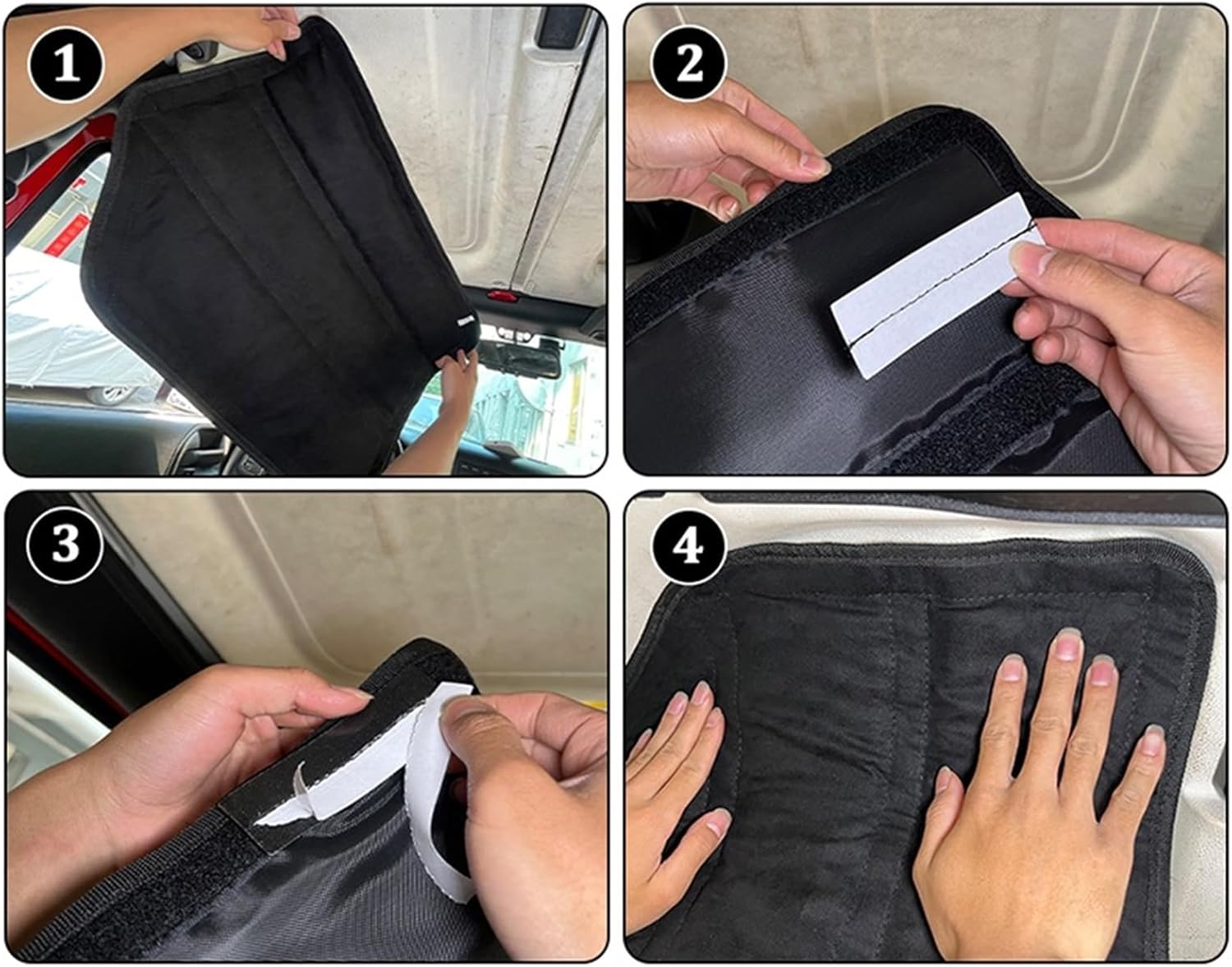 Car Roof Sound Heat Rear Window Insulation Cotton Pad Compatible for Jeep Wrangler JK 2011-2017 2/4 Doors Hardtop Car Mouldings Accessories(4pcs Black 4-Door B)