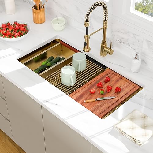 Miniatura 10 de Beslend - Fregadero de cocina con estación de trabajo de 32 pulgadas - Fregadero de cocina de acero inoxidable de calibre 16 de 10 pulgadas de