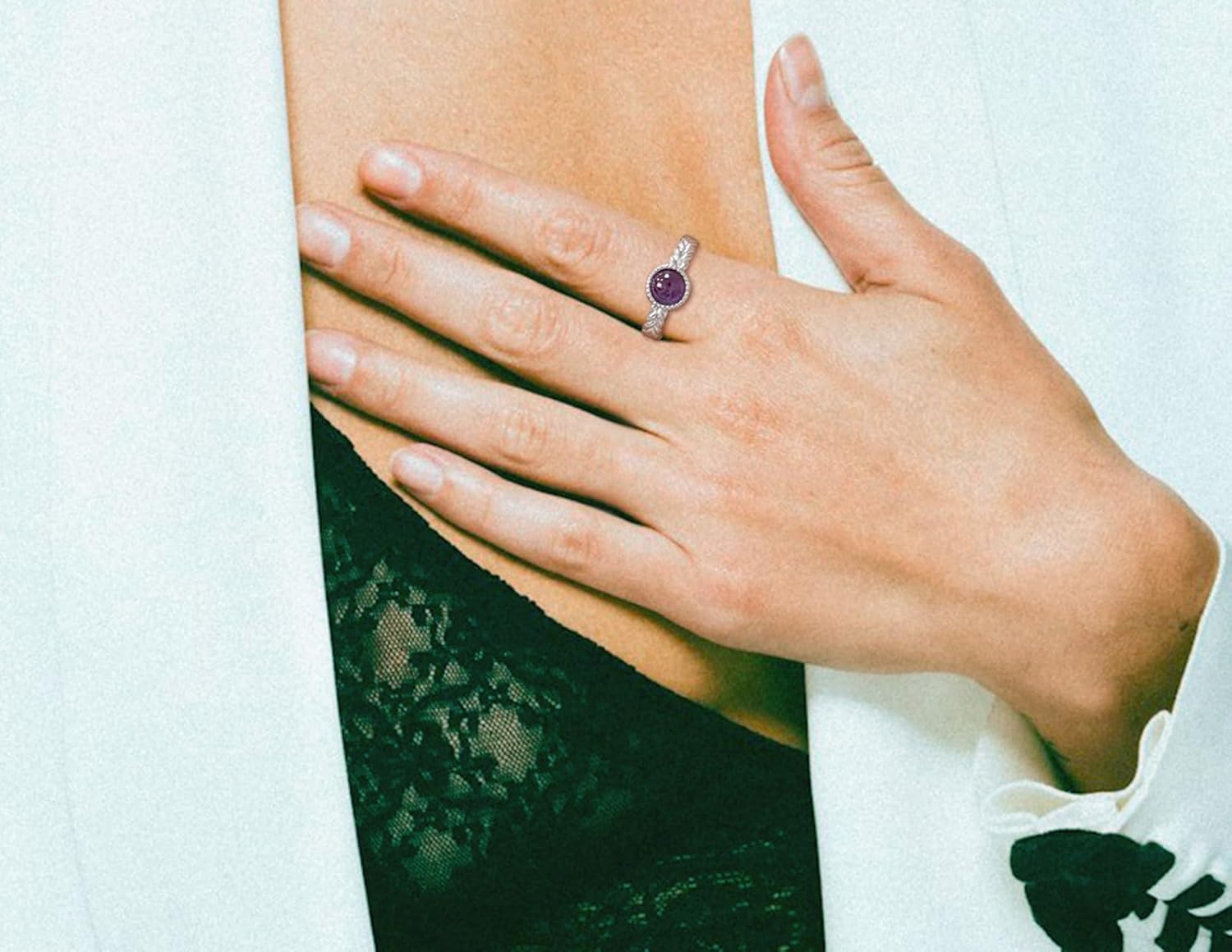 Black Onyx Ring, Natural Black Stone Rings for Women, Adjustable Pinky Ring for Men - Image 4