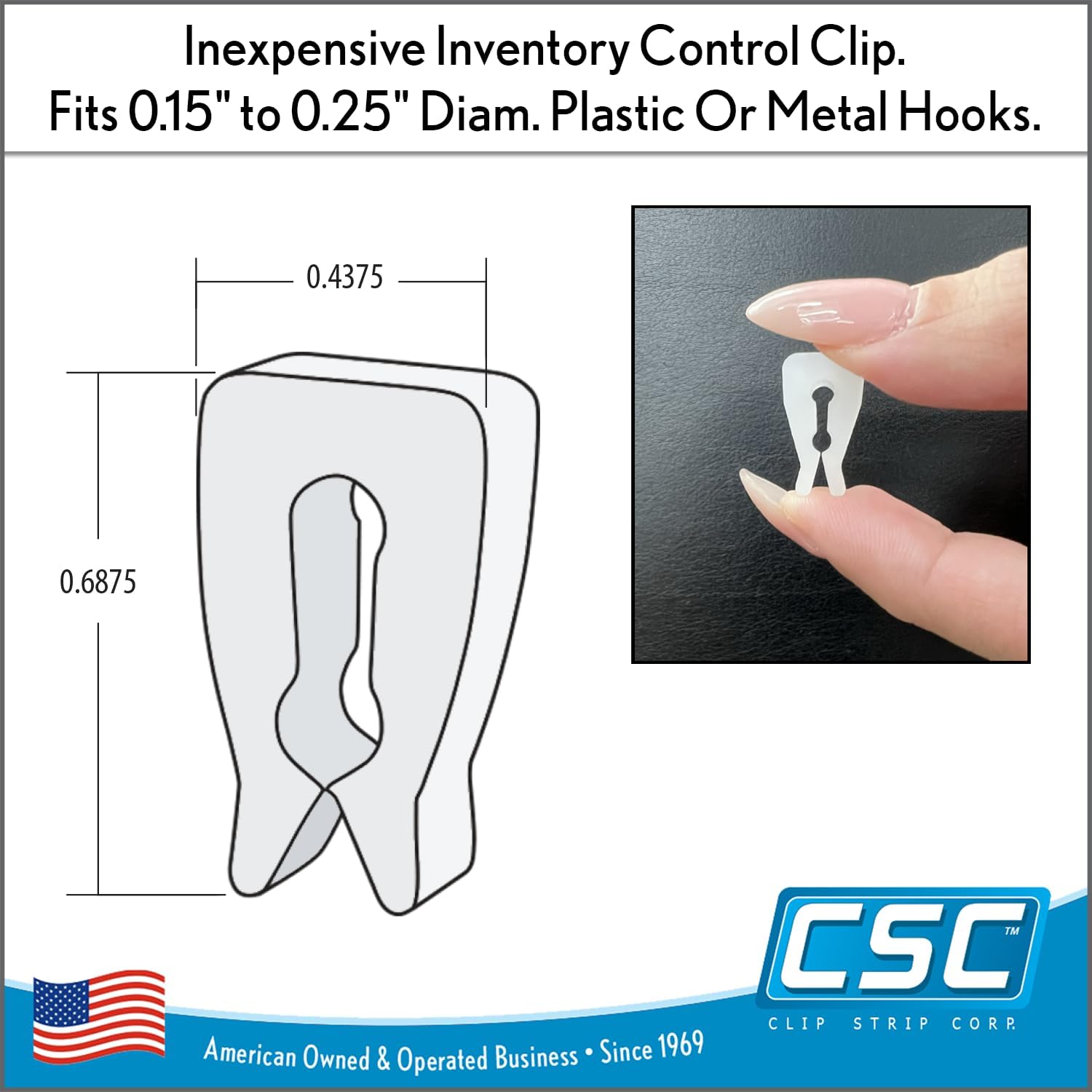 300 Pack Inventory Control Clips, Peg Hook Product Stoppers, Fits .15" to .25" Diameter Plastic or Metal Hooks, Product Display Control, Pegboard Accessories