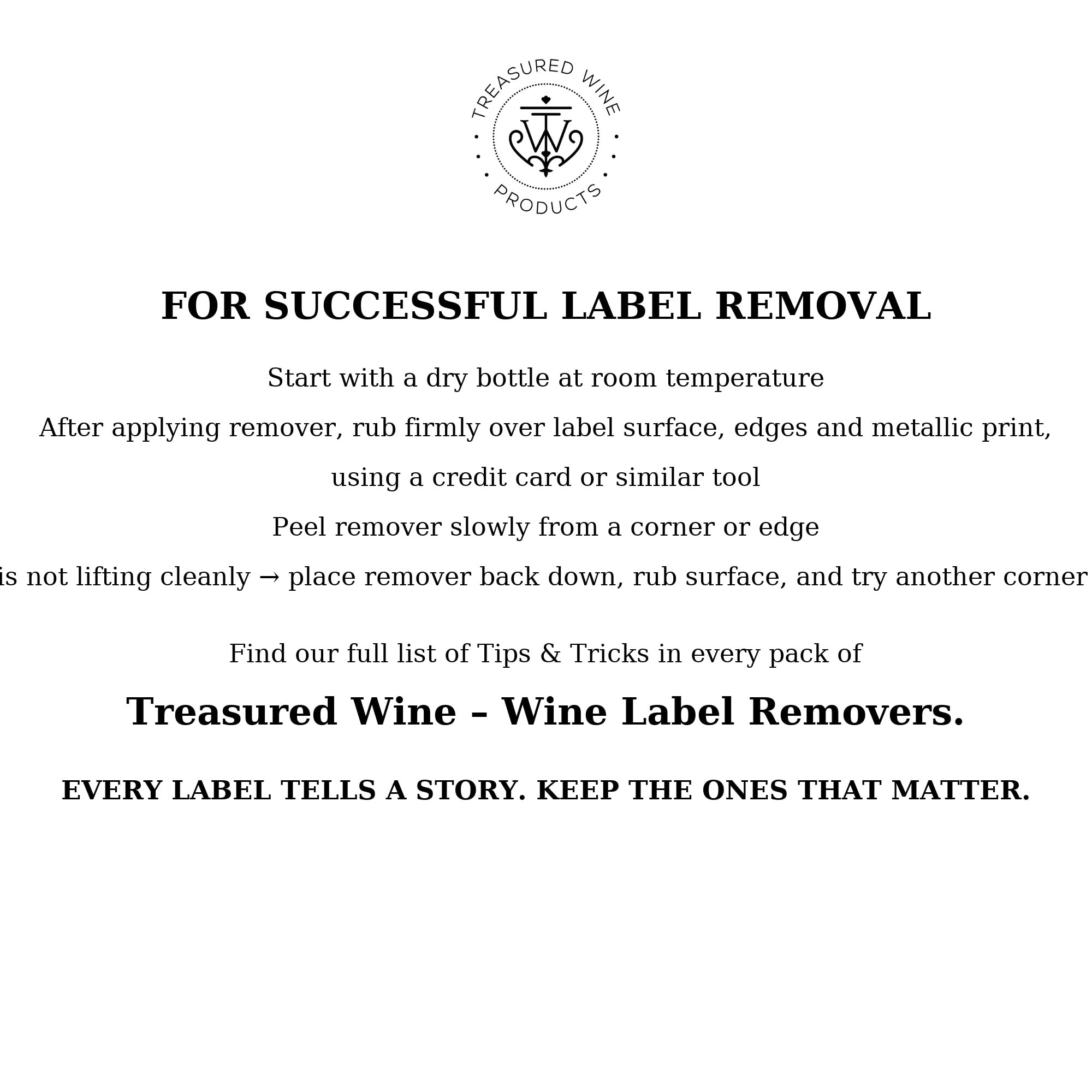 Treasured Wine - Kit de dissolvant d'étiquettes de vin - 50 dissolvants d'étiquettes de vin