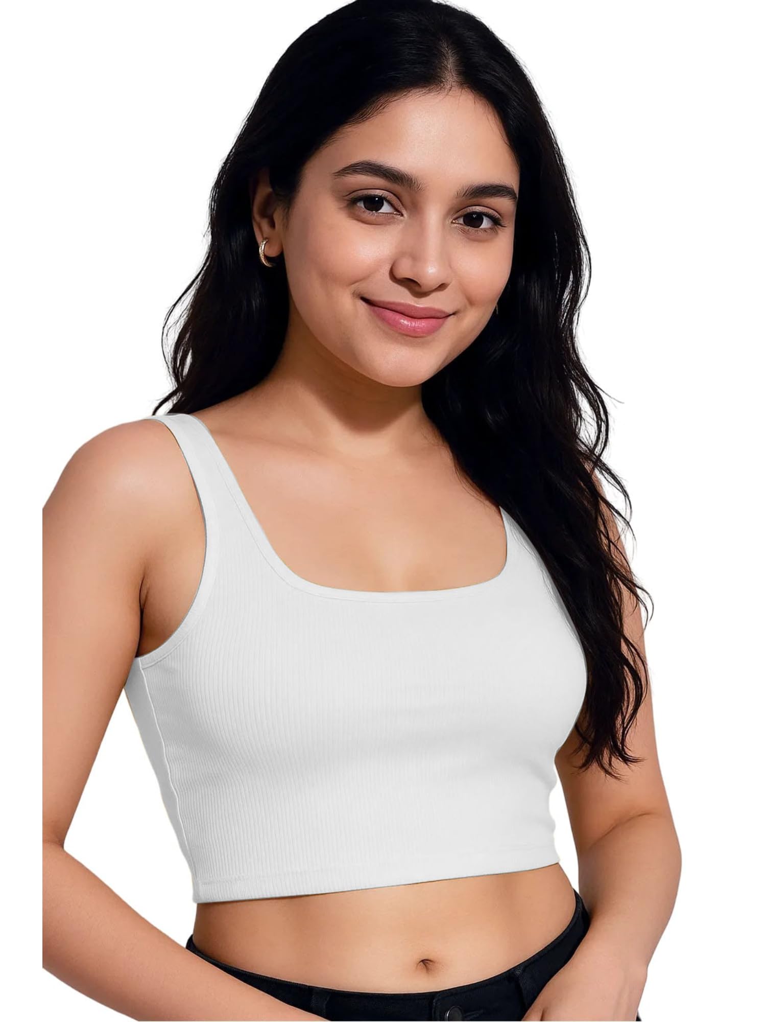 sohot Women’s Stylish Ribbed Sleeveless Lycra Stretchable Readymade Crop Tank Top Cami Blouse for Girls 2SS8-picture-30