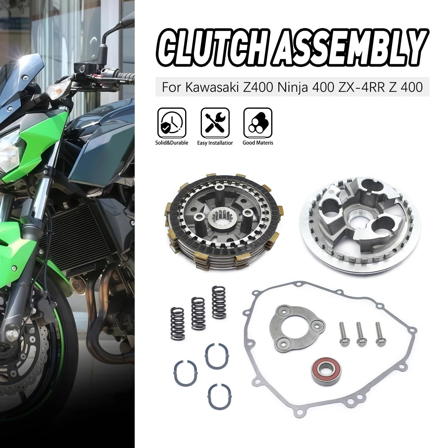 dzwon sprzęgła Do Kawasaki Z400 2019-2023 Do Ninja 400 2018-2024 | Zestaw uszczelek zewnętrznej tarczy dociskowej piasty środkowej sprzęgła